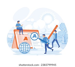 Concept Blogging, education, creative writing, content management for web page, banner, presentation, social media, documents, cards, posters. flat vector modern illustration