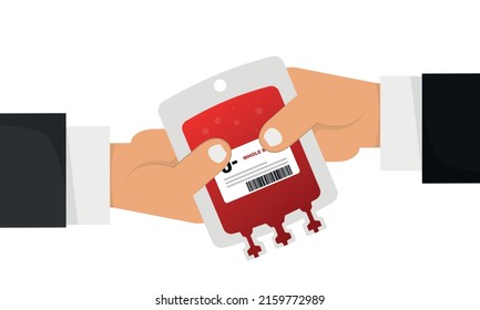 Konzept von Blutbeutel und Blutspende. Blutspende, Vektorgrafik. Weltblutspendertag.  Vektorgrafik einzeln auf weißem Hintergrund. 