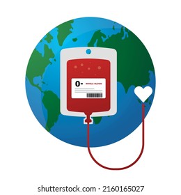 Concept of blood bag and blood donation. Blood donation vector illustration. World blood donor day.  vector illustration isolated on white background. 