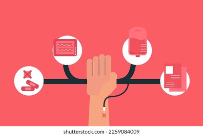 concept for blood donation. hand for blood testing transfusion.