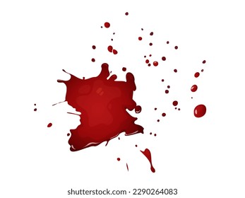 Concept Blood splash spot. This blood splash illustration is created in a cartoonish and stylized manner, with a flat, vector design. Vector illustration.