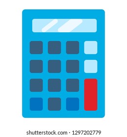 Concept blue calculator.  Flat design vector icon isolated on white background