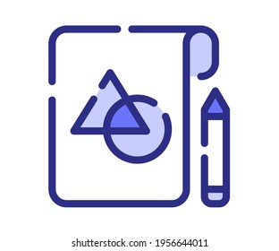 concept blueprint sketching single isolated icon with dash or dashed purple line style