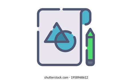 concept blueprint sketching single isolated icon with flat dash or dashed style