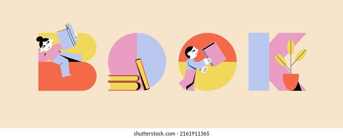 Concept of book exchange, bookcrossing between students, friends or children. Illustration of a festival, club of education, knowledge and reading. Isolated flat vector illustration for banner, poster