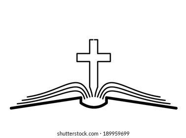 The concept of the book pages and cross.
