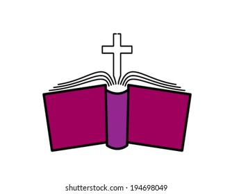 The concept of the book pages and cross.