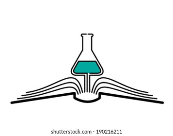The concept of the book pages and flask.
