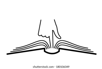 The concept of the book pages and hand.