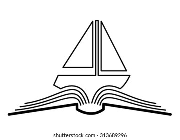 The concept of the book pages and yacht.