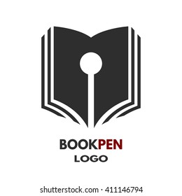 The concept of the book and pen symbol, logo.