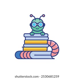 Concept of Bookworm icon illustration