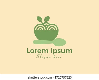 The concept of a bowl of noodles and a spoon. Logo available in vector EPS10 