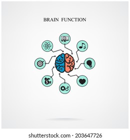 Concept of brain function for education and science, business sign.Vector illustration