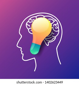 concept of brain function. Vector illustration
