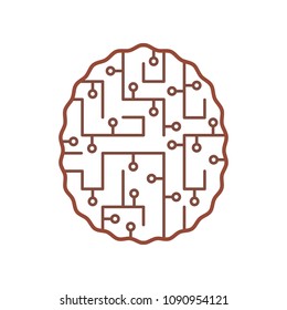 concept - brain labyrinth, work of neurons in the human brain - vector clipart