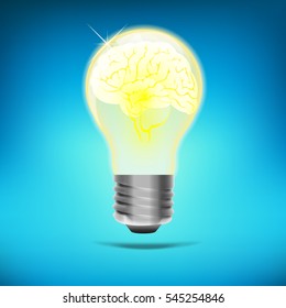 concept of brain in a lightbulb