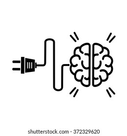 Concept Brain Plugged In  Activate Brain,idea Concept, Icon, Symbol Vector