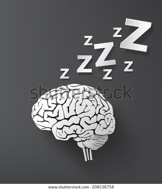 Concept Brain Sleep Paper Art Style Stock Vector (Royalty Free ...