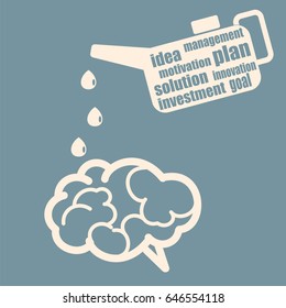The concept of brainstorming. Ideas to the brain for business development. Vector