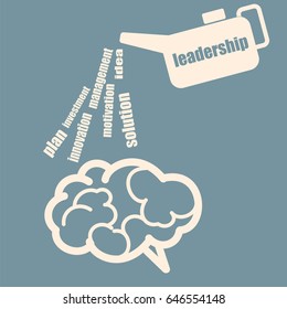 The concept of brainstorming. The leader submits ideas to the brain for business development.
