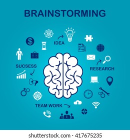 The concept of brainstorming, the concept of marketing. Creative idea. Vector illustration.