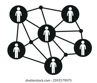The concept of a branched interaction network. Social contacts. Stick figure network