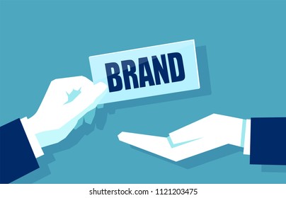 Concept of brand building vector illustration on blue background 