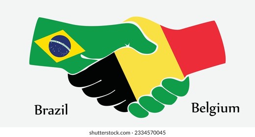 Concept Brazil and Belgium the borth country a good contact, business, travel, transport and technology. Design shake hands. 