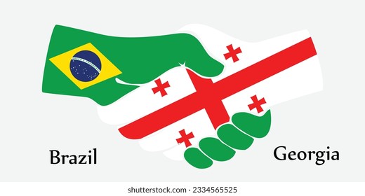 Concept Brazil and Georgia the borth country a good contact, business, travel, transport and technology. Design shake hands. 