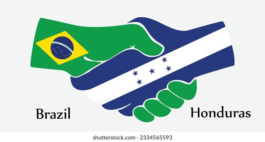 Concept Brazil and Honduras the borth country a good contact, business, travel, transport and technology. Design shake hands. 