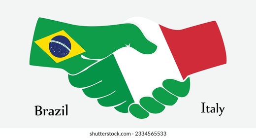 Concepto Brasil e Italia el país del nacimiento un buen contacto, negocios, viajes, transporte y tecnología. El diseño da la mano. 