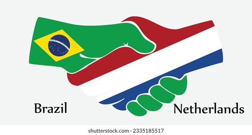 Concept Brazil and Netherlands the borth country a good contact, business, travel, transport and technology. Design shake hands. 