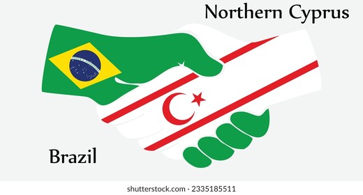 Concept Brazil and Northern Cyprus the borth country a good contact, business, travel, transport and technology. Design shake hands. 