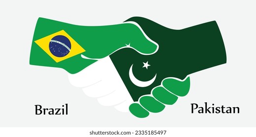 Concept Brazil and Pakistan the borth country a good contact, business, travel, transport and technology. Design shake hands. 
