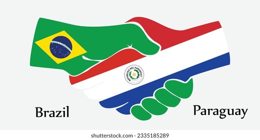 Concepto Brasil y Paraguay el país del nacimiento como un buen contacto, negocios, viajes, transporte y tecnología. El diseño da la mano. 