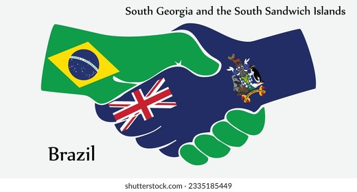 Concept Brazil and South Georgia and the South Sandwich Islands the borth country a good contact, business, travel, transport and technology. Design shake hands. 