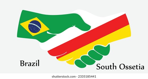 Concept Brazil and South Ossetia the borth country a good contact, business, travel, transport and technology. Design shake hands. 