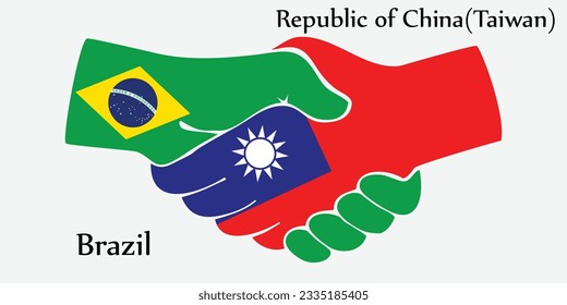 Concept Brazil and Taiwan the borth country a good contact, business, travel, transport and technology. Design shake hands. 