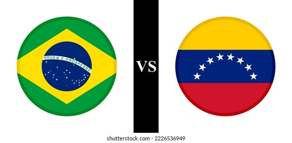 the concept of brazil vs venezuela. flags of brazilian and venezuelan. vector illustration