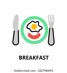 Concept of Breakfast icon, flat line design vector illustration, for graphic and web design