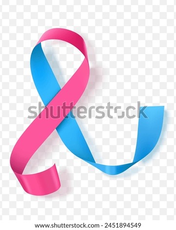 The concept of breast cancer. The international holiday is in October. Pink and blue ribbon. Health care and prevention, regular checkups. Realistic flat vector illustration