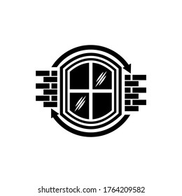 the concept of the brick window logo design