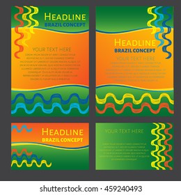 Concept brochure, Web sites, page, leaflet, logo and text separately. Abstract vector template design with colored lines and waves. Sport concept banners. Ipanema brazil style pattern.