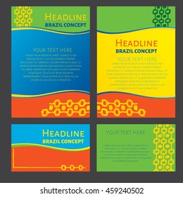 Concept brochure, Web sites, page, leaflet, logo and text separately. Abstract vector template design with colored lines, palm tree and waves. Sport concept banners. Ipanema brazil style pattern.