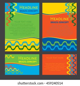 Concept brochure, Web sites, page, leaflet, logo and text separately. Abstract vector template design with colored lines and waves. Sport concept banners. Ipanema brazil style pattern.