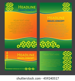 Concept brochure, Web sites, page, leaflet, logo and text separately. Abstract vector template design with colored lines and waves. Sport concept banners. Ipanema brazil style pattern.