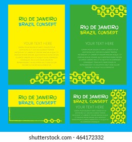 Concept brochure, Web sites, page, leaflet, logo and text separately. Abstract vector template design with colored lines, palm tree and waves. Ipanema, brazil pattern.