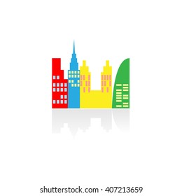 Concept building colorful city vector icon