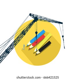Concept of building project. Illustration on isolated background. Vector for your design. Decoration for your design.